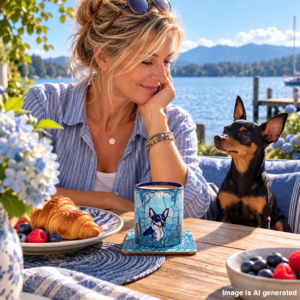 Mini Pinscher Ocean Blue Coffee Break Set - Navy - Bundles