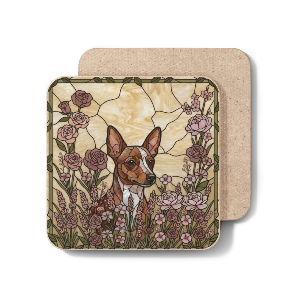 Mini Pinscher Stained Glass Style Rose Gardeh Coaster - 3.5’’ × 3.5’’ / Square / Hardboard - Home Decor