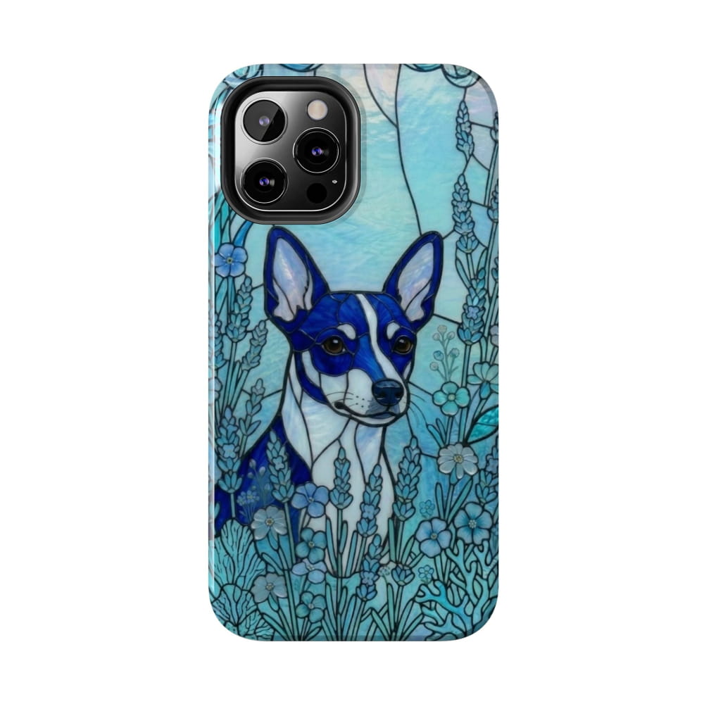 Mini Pinscher Stained Glass Style Tough Case, Ocean Blue Theme - iPhone 12 Pro Max - Phone Case
