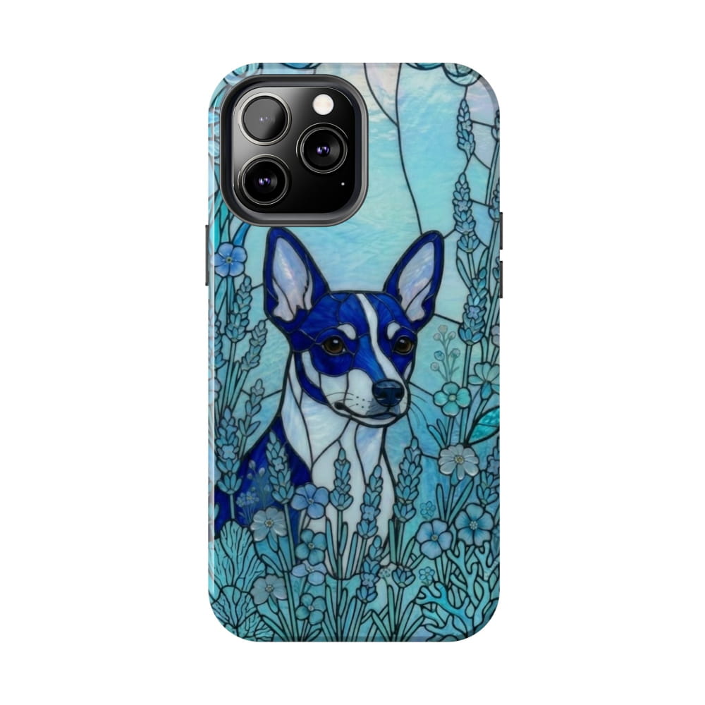 Mini Pinscher Stained Glass Style Tough Case, Ocean Blue Theme - iPhone 13 Pro Max - Phone Case