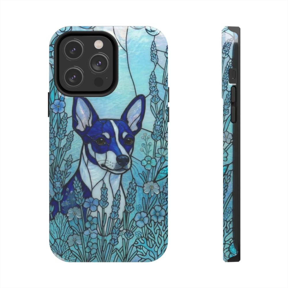 Mini Pinscher Stained Glass Style Tough Case, Ocean Blue Theme - iPhone 14 Pro Max - Phone Case