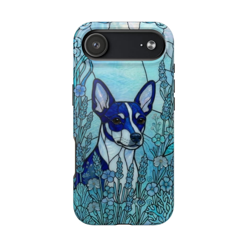 Mini Pinscher Stained Glass Style Tough Case, Ocean Blue Theme - iPhone 17 Air - Phone Case
