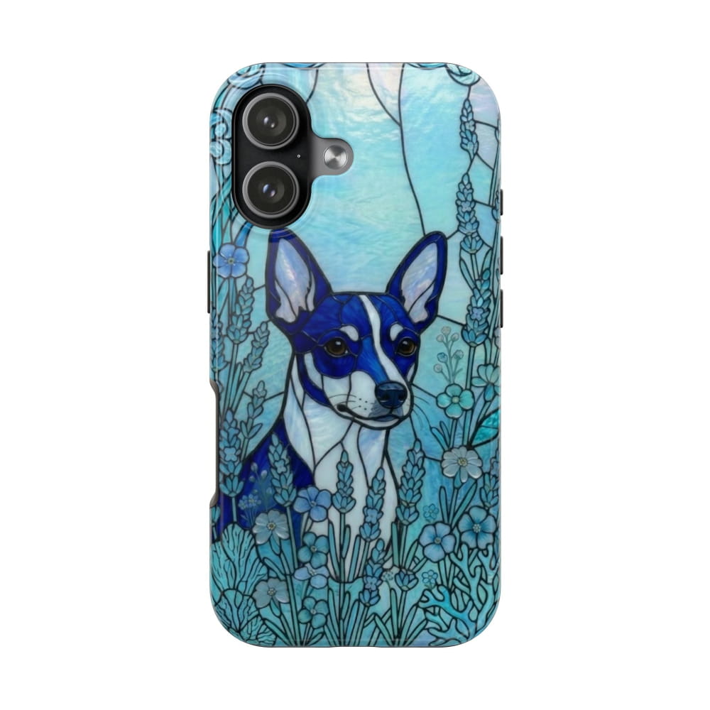 Mini Pinscher Stained Glass Style Tough Case, Ocean Blue Theme - iPhone 17 - Phone Case