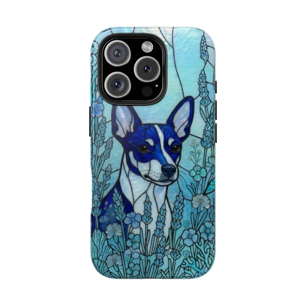 Mini Pinscher Stained Glass Style Tough Case, Ocean Blue Theme - Phone Case
