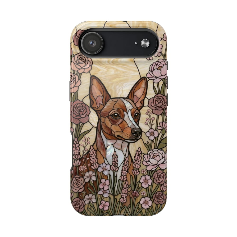 Mini Pinscher Stained Glass Style Tough Case, Rose Garden Theme - iPhone 17 Air - Phone Case