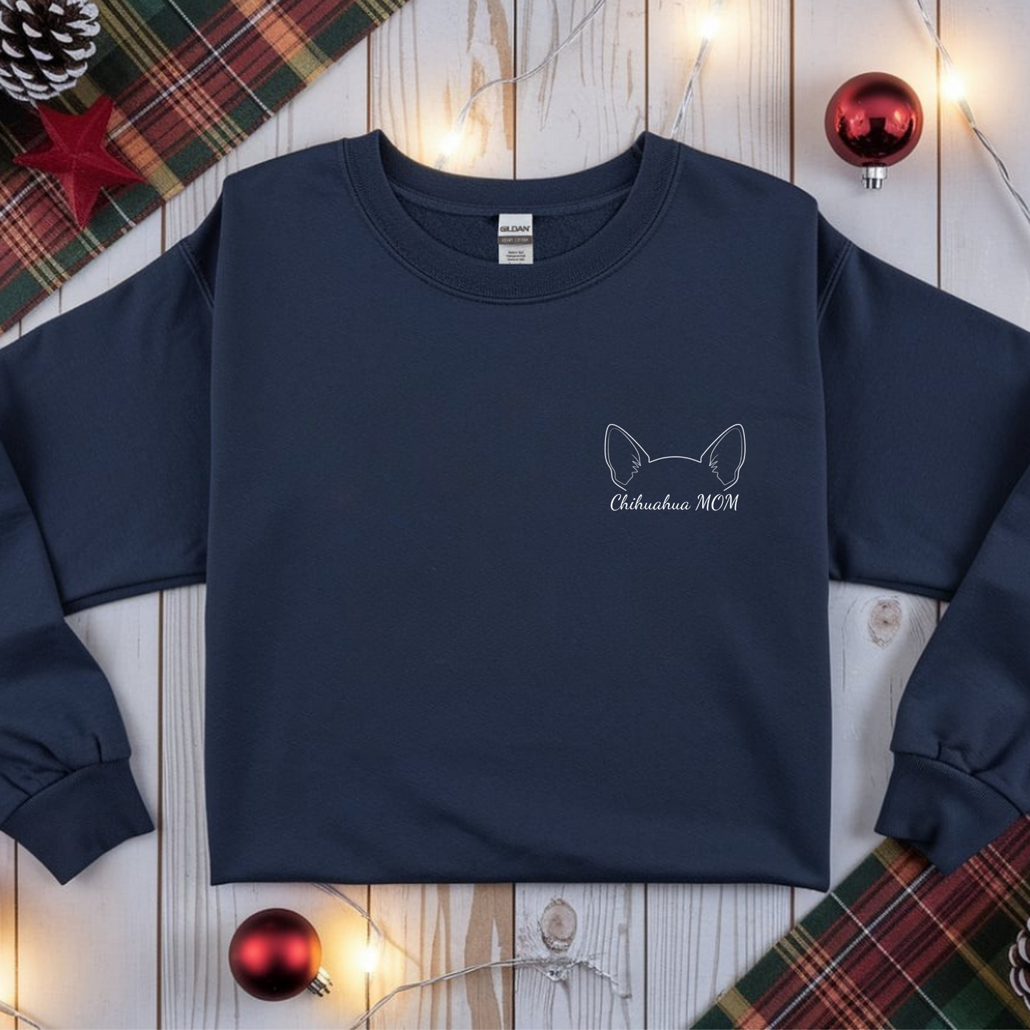 "Chihuahua MOM" Premium Sweatshirt – Minimal Outline Gift for Dog Lovers