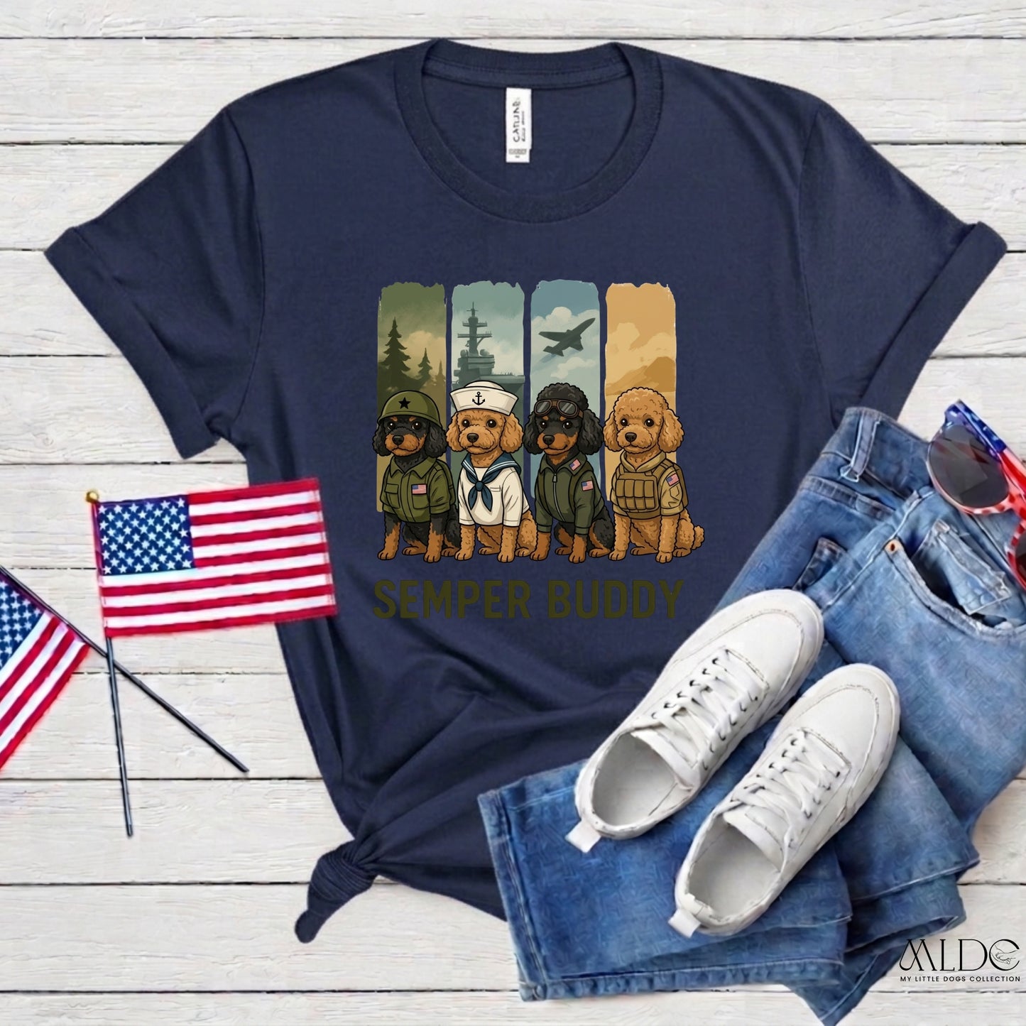 Semper Buddy Toy Poodle Premium Tee — Small Dog, Big Patriot
