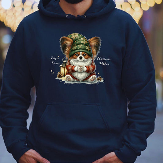 Magical Papillon Christmas Gnome Unisex Premium Hoodie – Cozy Joy for Dog Lovers