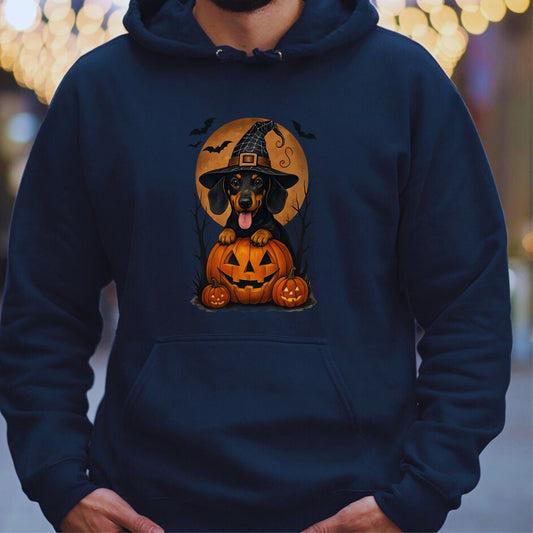 Cute Halloween Unisex Premium Hoodie Dachshound Witch
