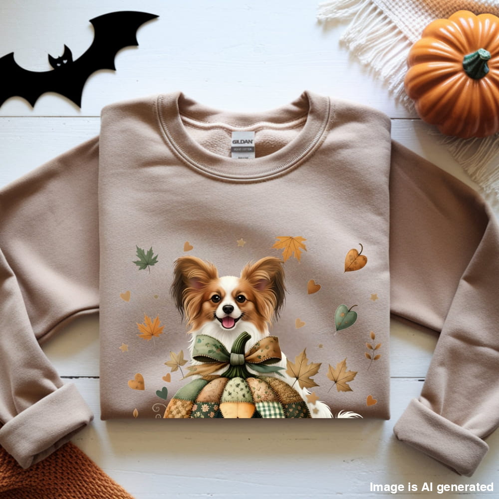 Papillon Fall Halloween Patchwork Premium Unisex Sweatshirt - S / Sand - SWEATSHIRTS