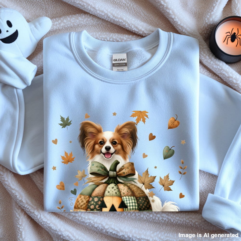 Papillon Fall Halloween Patchwork Premium Unisex Sweatshirt - S / White - SWEATSHIRTS