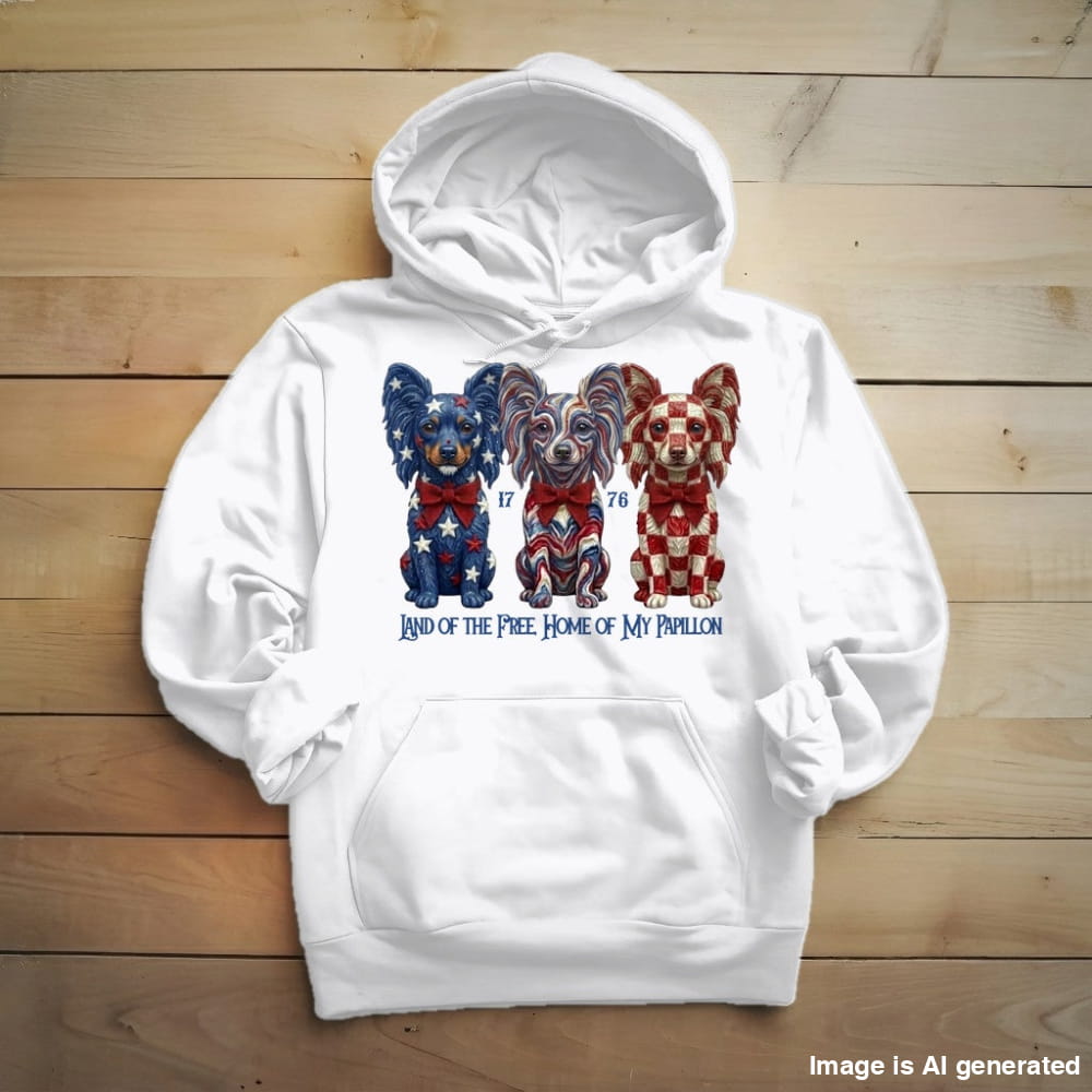 Papillon Land of the Free Patriotic Premium Hoodie - White / S - HOODIES