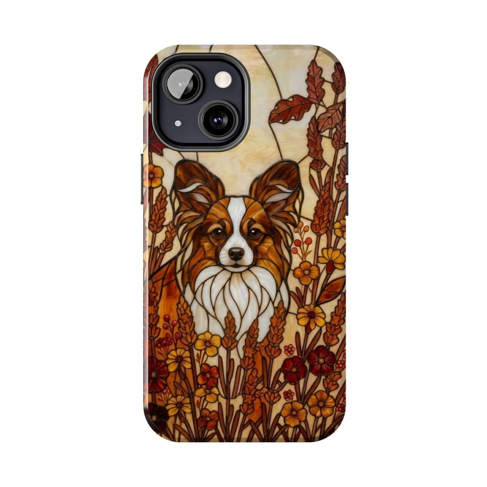 Papillon Stained Glass Style Tough Case, Autumn Warmth Theme - iPhone 13 Mini - Phone Case