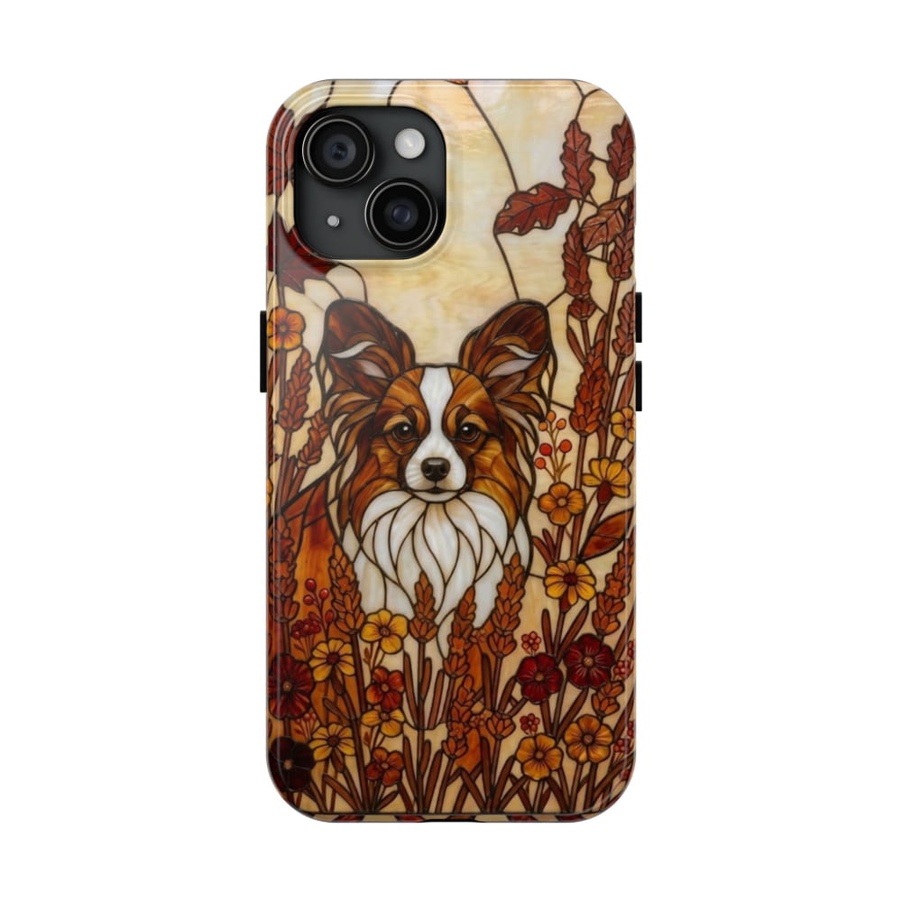 Papillon Stained Glass Style Tough Case, Autumn Warmth Theme - iPhone 15 - Phone Case