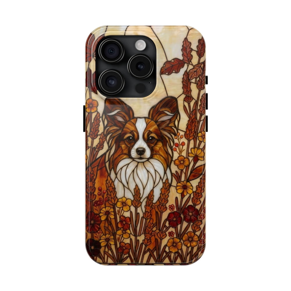 Papillon Stained Glass Style Tough Case, Autumn Warmth Theme - iPhone 15 Pro - Phone Case