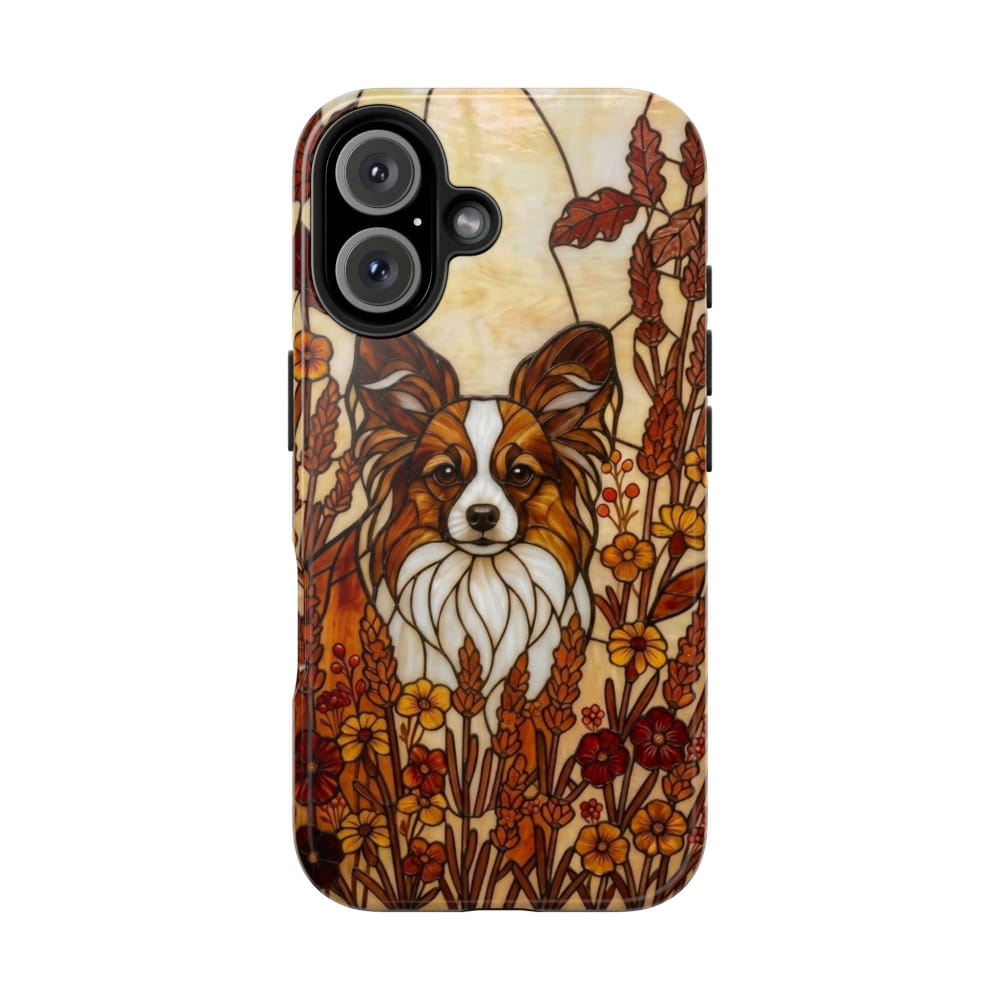 Papillon Stained Glass Style Tough Case, Autumn Warmth Theme - iPhone 16 - Phone Case