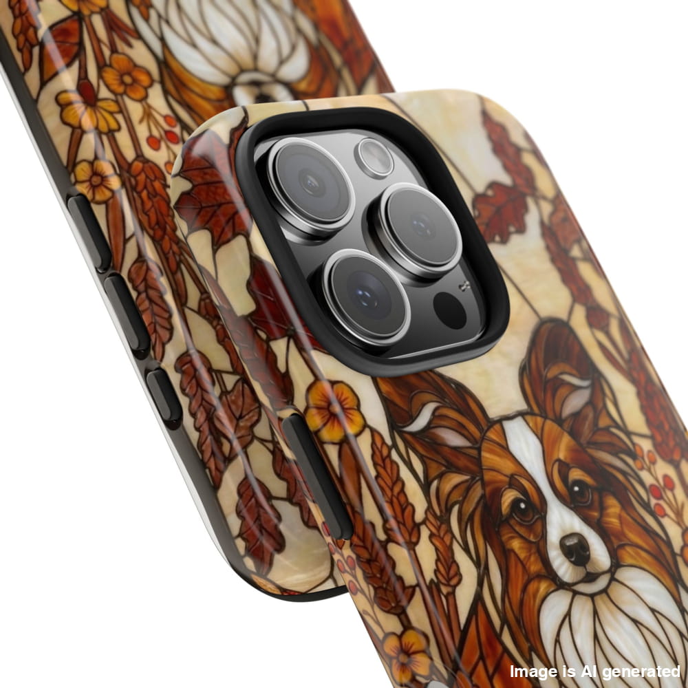 Papillon Stained Glass Style Tough Case, Autumn Warmth Theme - iPhone 16 Pro - Phone Case