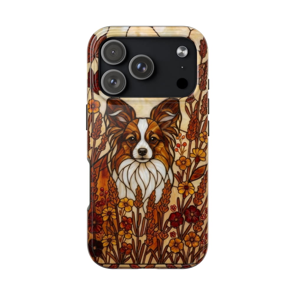 Papillon Stained Glass Style Tough Case, Autumn Warmth Theme - iPhone 17 Pro - Phone Case