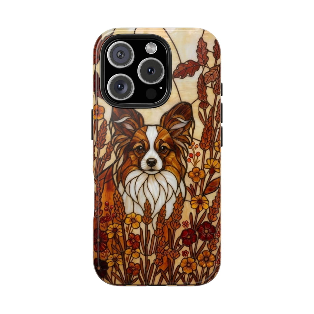 Papillon Stained Glass Style Tough Case, Autumn Warmth Theme - Phone Case