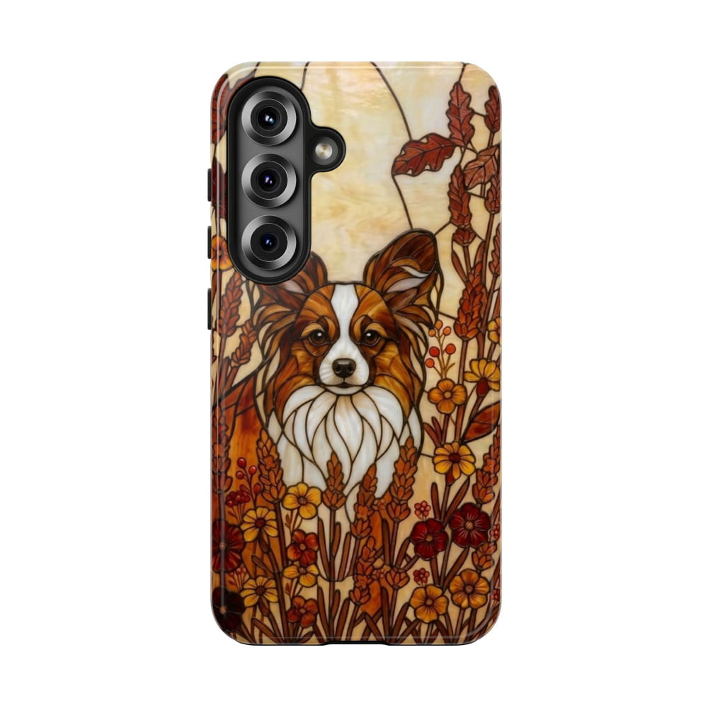 Papillon Stained Glass Style Tough Case, Autumn Warmth Theme - Samsung Galaxy S25 - Phone Case
