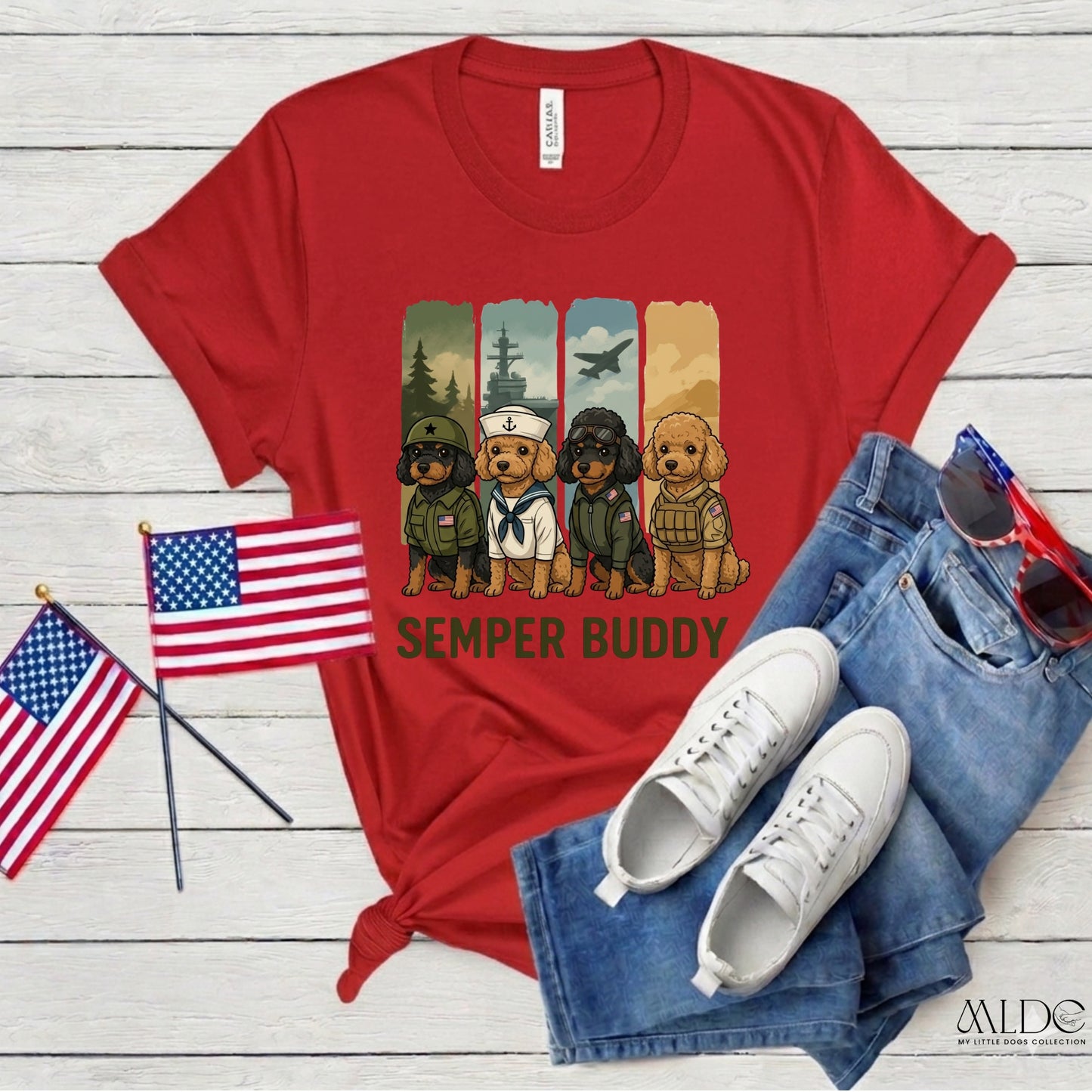 Semper Buddy Toy Poodle Premium Tee — Small Dog, Big Patriot