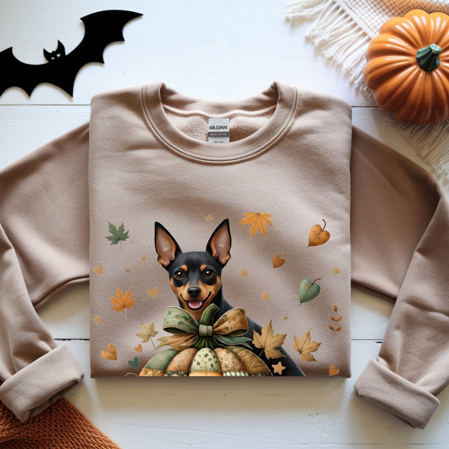 Mini Pinscher Fall Halloween Patchwork Premium Unisex Sweatshirt
