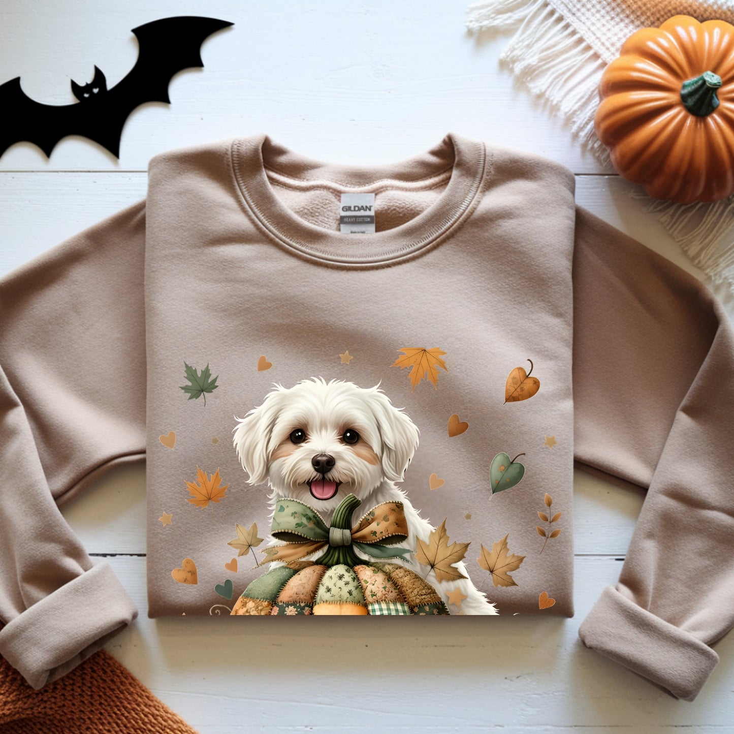 Maltese Fall Halloween Patchwork Premium Unisex Sweatshirt