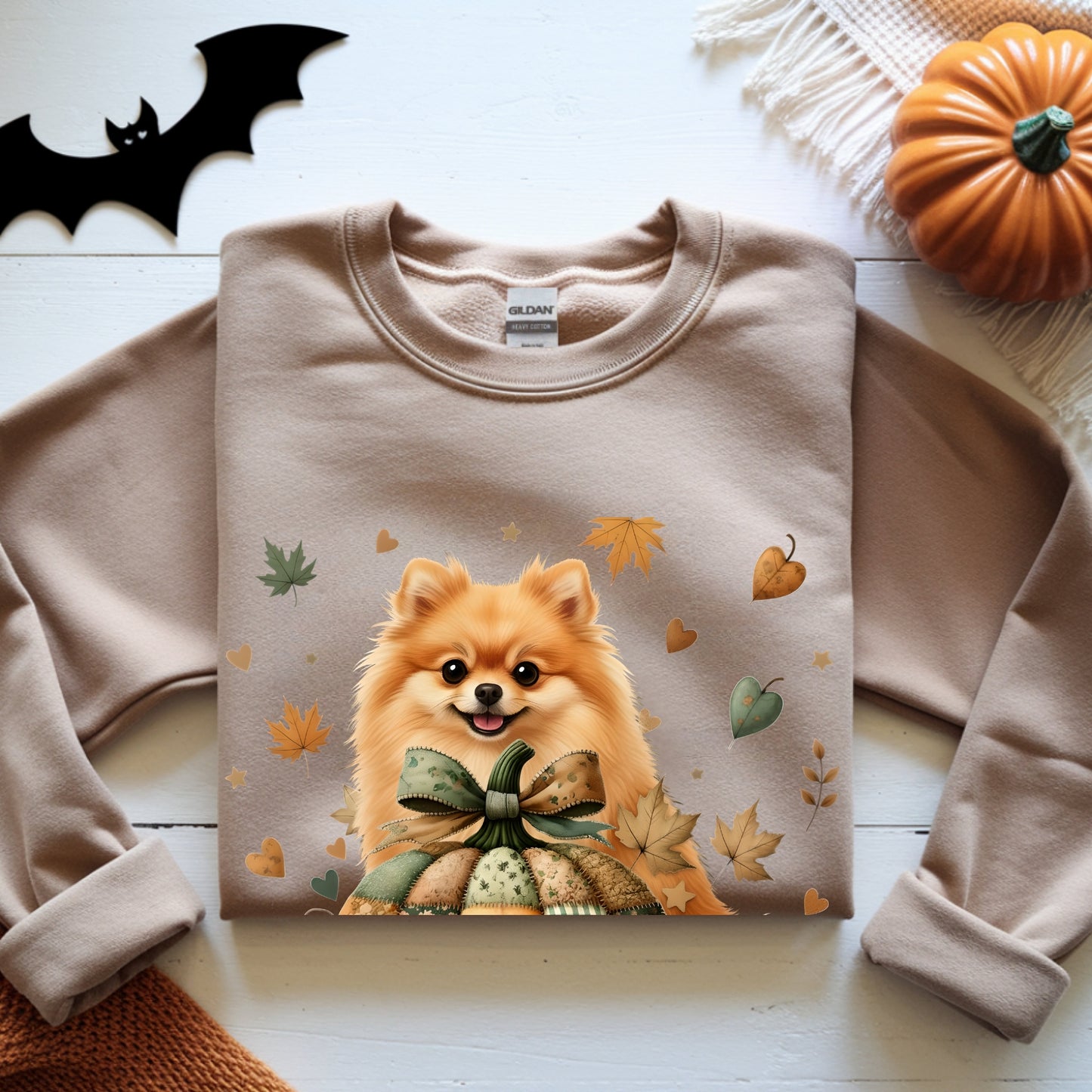 Pomeranian Fall Halloween Patchwork Premium Unisex Sweatshirt