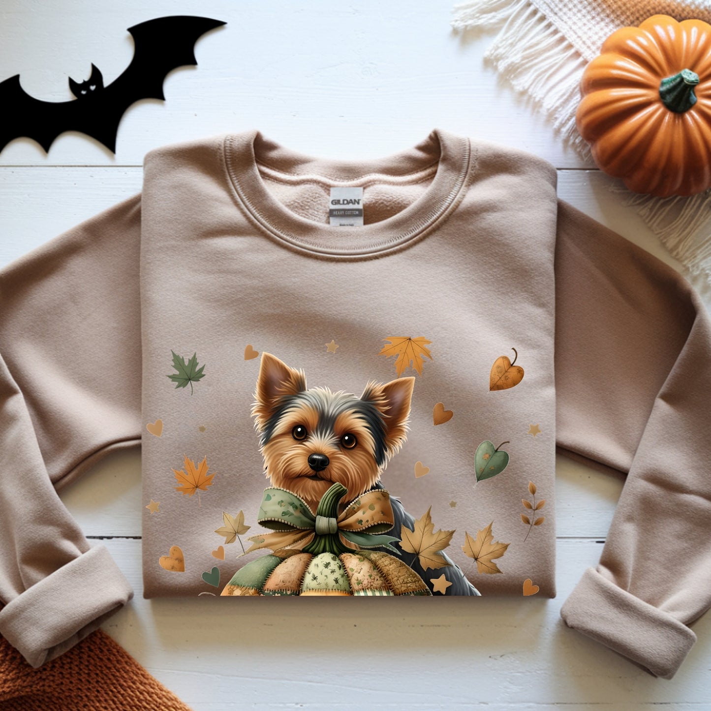 Yorkie Fall Halloween Patchwork Premium Unisex Sweatshirt