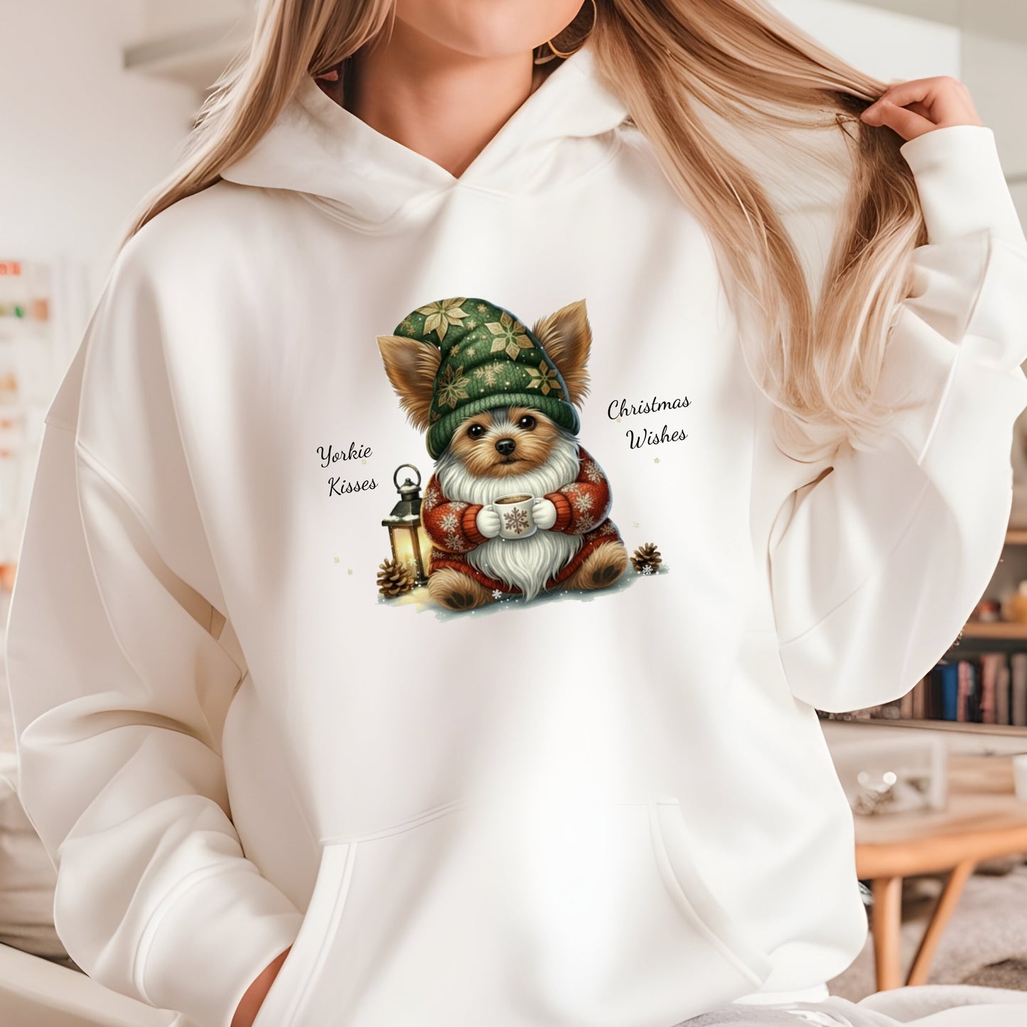 Magical Yorkie Christmas Gnome Unisex Premium Hoodie – Cozy Joy for Dog Lovers