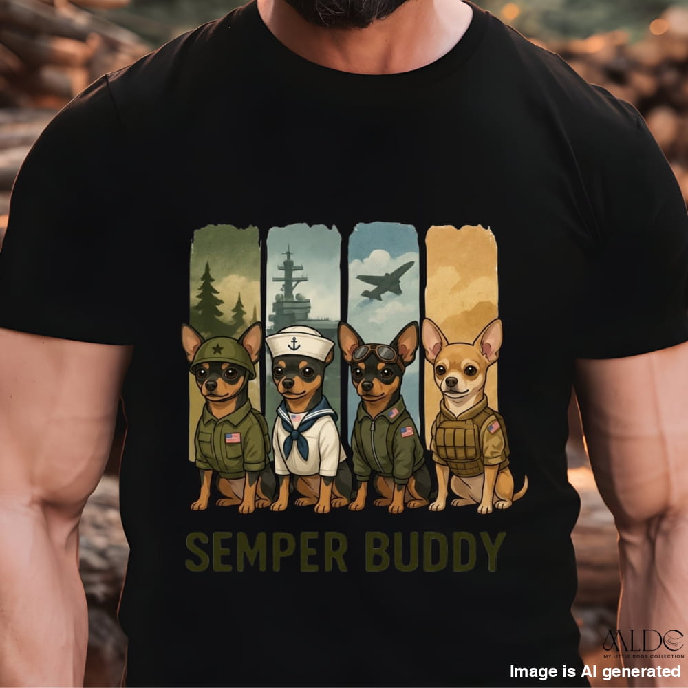 Semper Buddy Chihuahua Premium Tee, Small Dog Big Patriot - T-SHIRTS