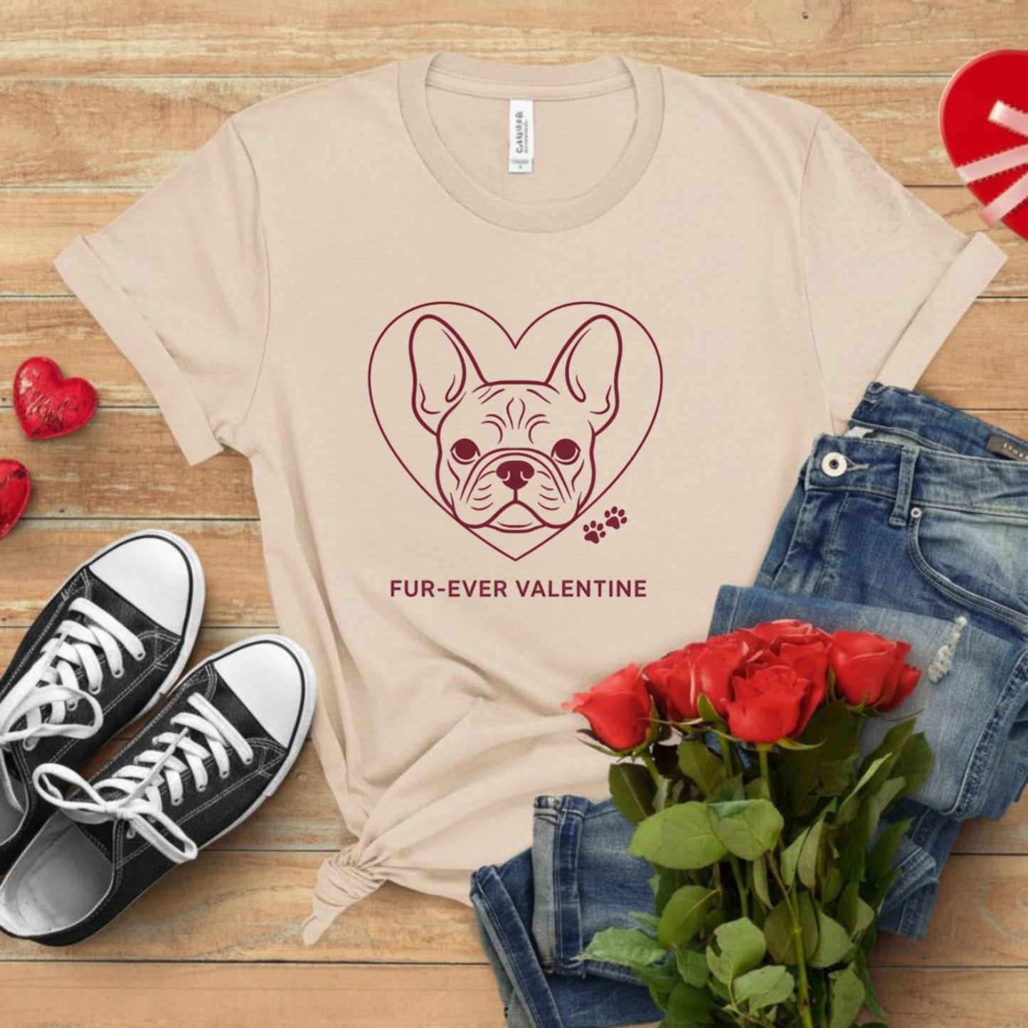 Fur‑Ever Valentine Frenchie Premium Tee