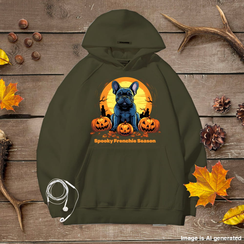 Spooky Frenchie Season Halloween Unisex Premium Hoodie Dog Lover Gift - Military Green / S - HOODIES