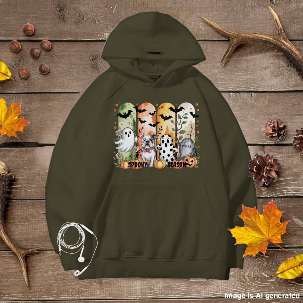 Spooky Season Frenchie Premium Unisex Hoodie - S / Military Green - HOODIES