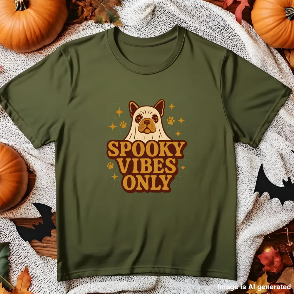 Spooky Vibes Only Halloween Unisex Premium Tee Dog Lover Gift - Military Green / S - T-SHIRTS