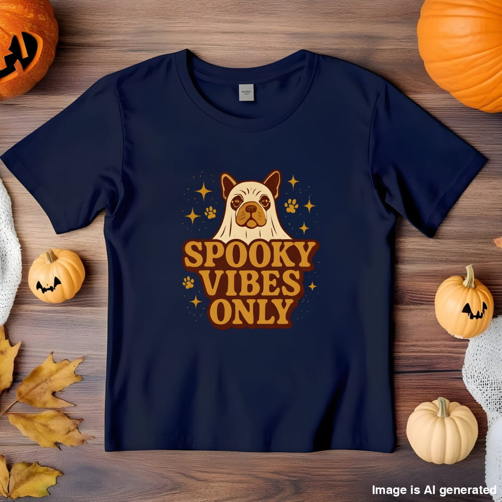Spooky Vibes Only Halloween Unisex Premium Tee Dog Lover Gift - Navy / S - T-SHIRTS