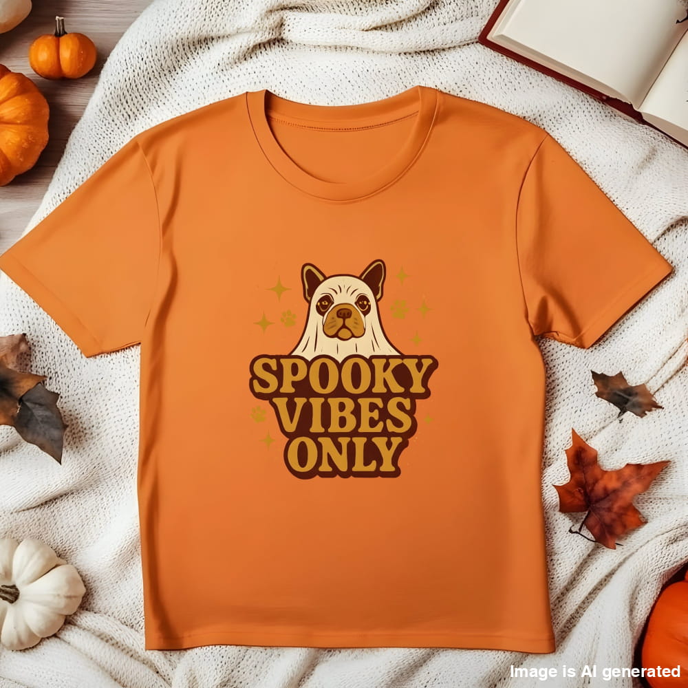 Spooky Vibes Only Halloween Unisex Premium Tee Dog Lover Gift - Orange / S - T-SHIRTS