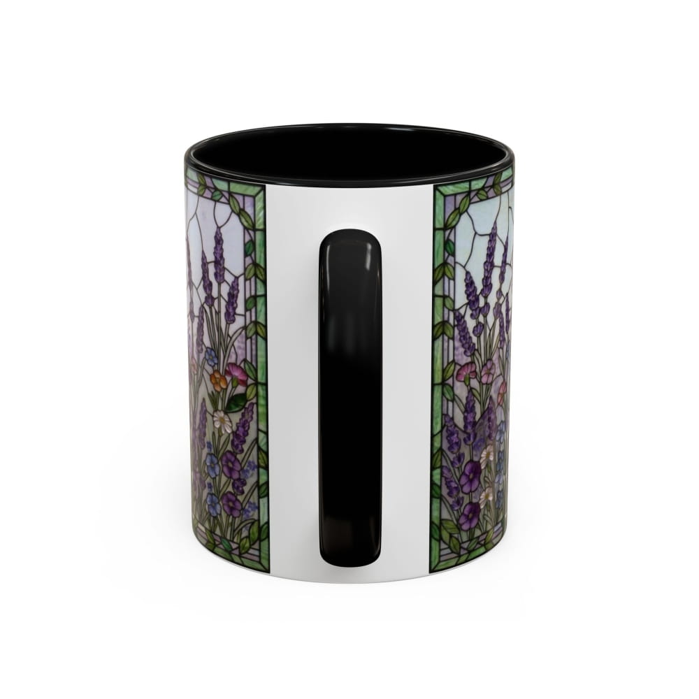 Stained Glass Style Mini Pinscher Coffee Mug, Lavender Garden Theme - Mug