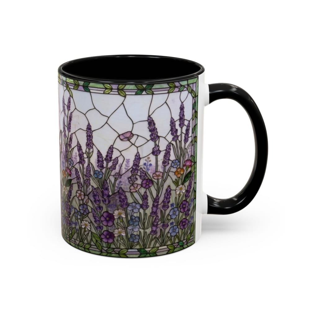 Stained Glass Style Mini Pinscher Coffee Mug, Lavender Garden Theme - Mug