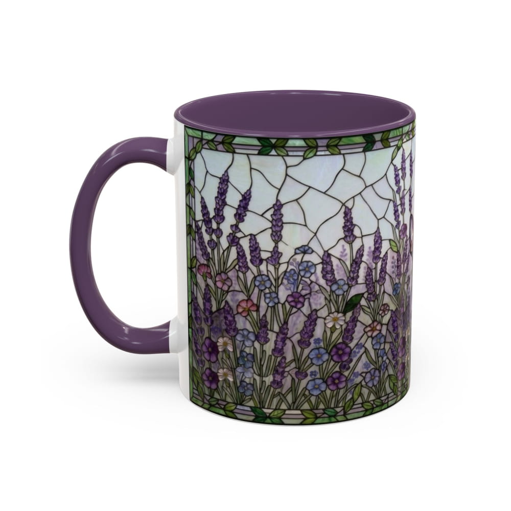 Stained Glass Style Mini Pinscher Coffee Mug, Lavender Garden Theme - Mug