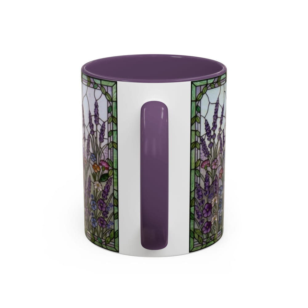Stained Glass Style Mini Pinscher Coffee Mug, Lavender Garden Theme - Mug