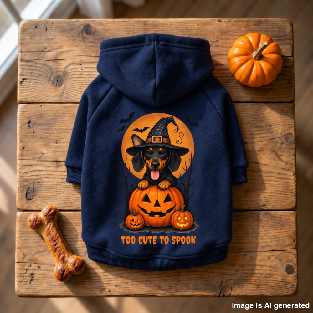 Too Cute to Spook Dachshund Matching Hoodie Duo - XS / S / Navy - Bundles