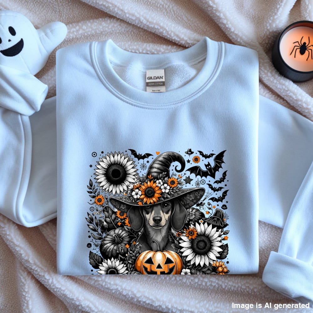 Too Cute to Spook – Halloween Dachshound Unisex Premium Sweatshirt - S / White - SWEATSHIRTS