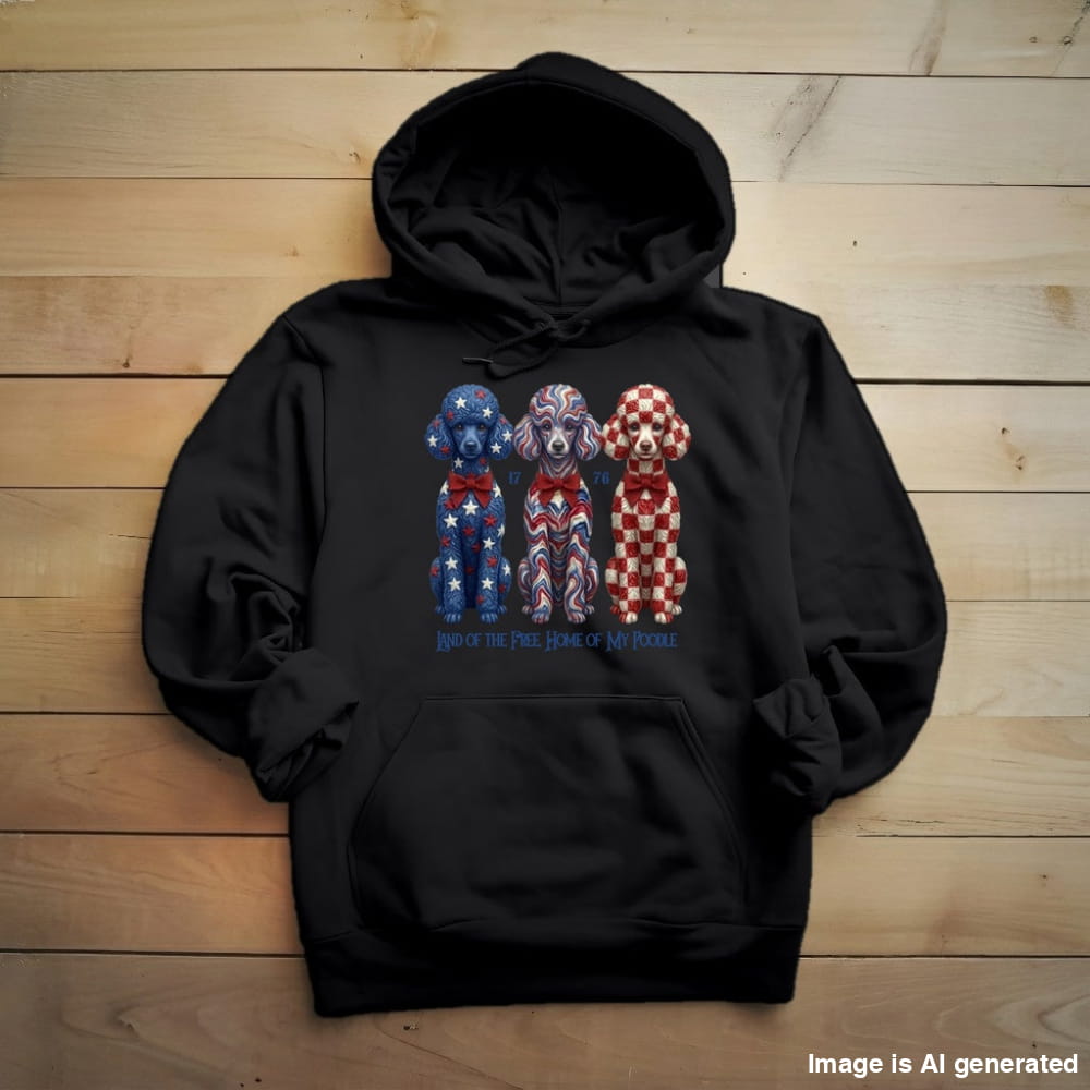 Toy Poodle Land of the Free Patriotic Premium Hoodie - Black / S - HOODIES