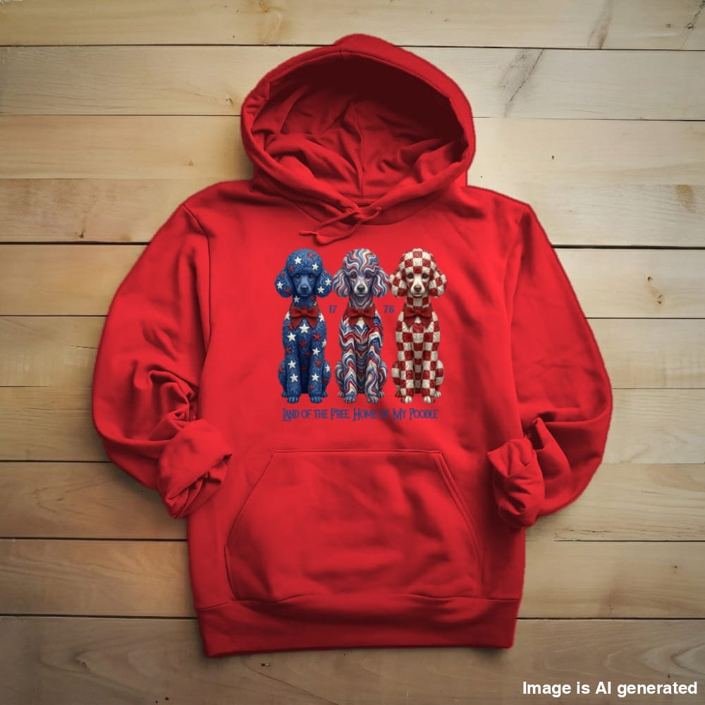 Toy Poodle Land of the Free Patriotic Premium Hoodie - Red / S - HOODIES