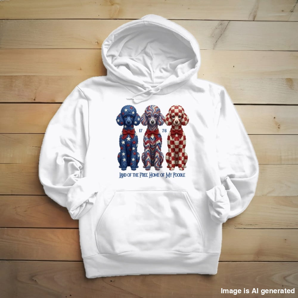 Toy Poodle Land of the Free Patriotic Premium Hoodie - White / S - HOODIES
