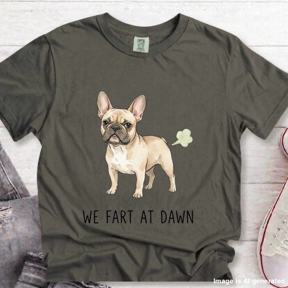 We Fart At Dawn Funny French Bulldog Premium Tee - Pepper / S - T-SHIRTS