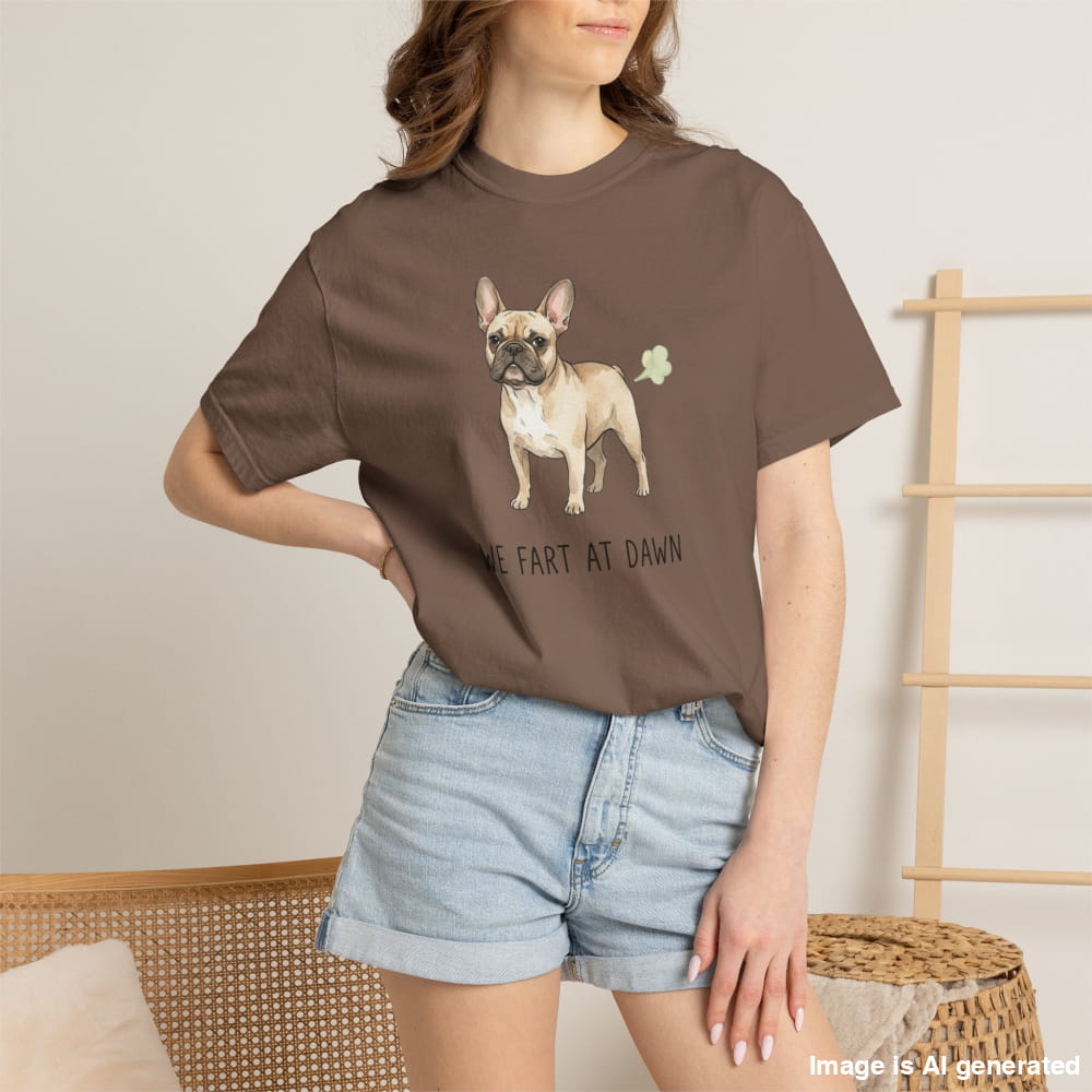 Person wearing a brown t-shirt with a brain graphic and 'Be Kind To Your Mind' text, standing against a neutral background.