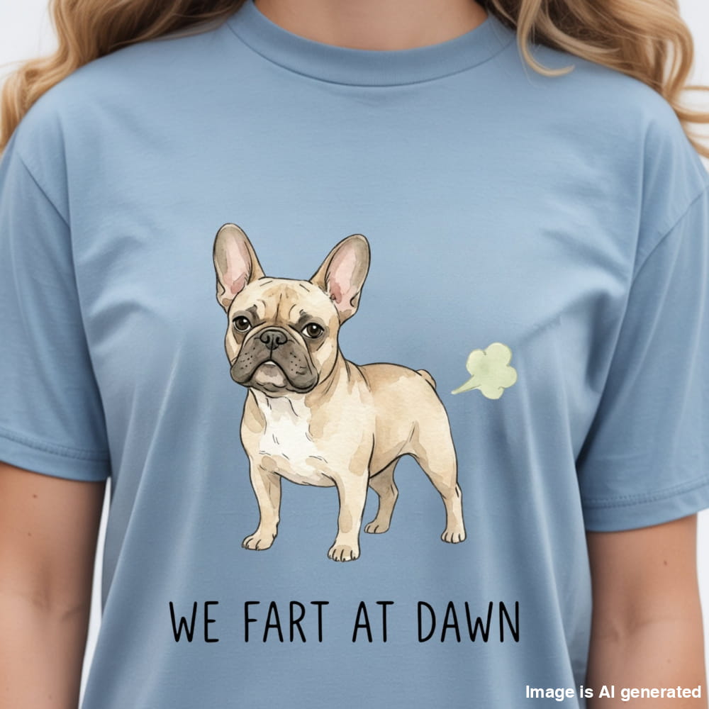 We Fart At Dawn Funny French Bulldog Premium Tee - T-SHIRTS