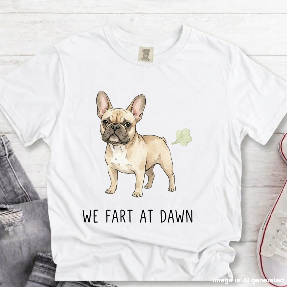 We Fart At Dawn Funny French Bulldog Premium Tee - White / S - T-SHIRTS